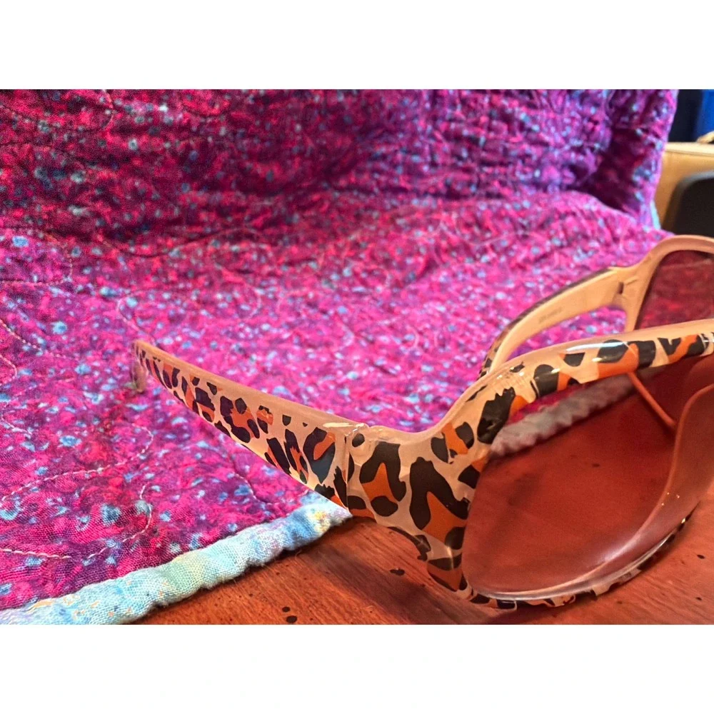 Leopard Print Sunglasses Y2K Indie Sleaze UV400 Animal Print Brown Tint 5204